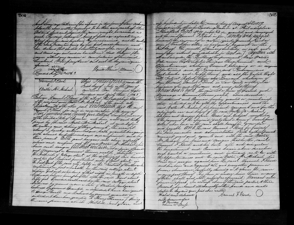 Hand-written land deed from the 1860s.